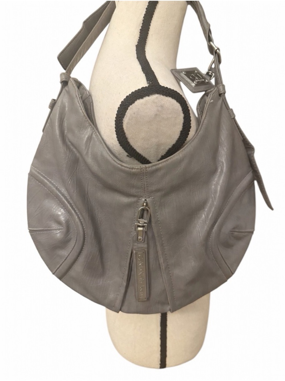 Calvin Klein Gray Leather Hobo Bag